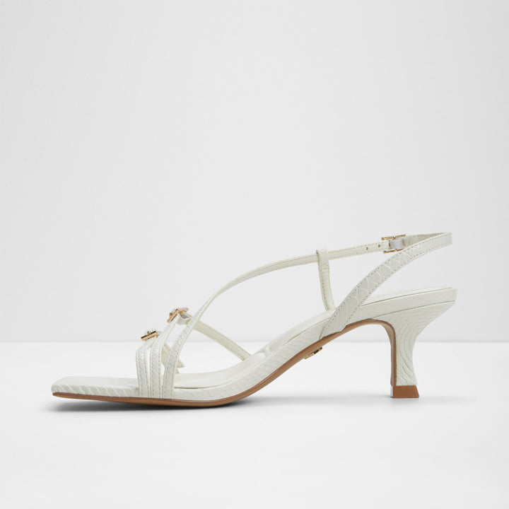 Sandálias em branco, salto em funil - HARLIE