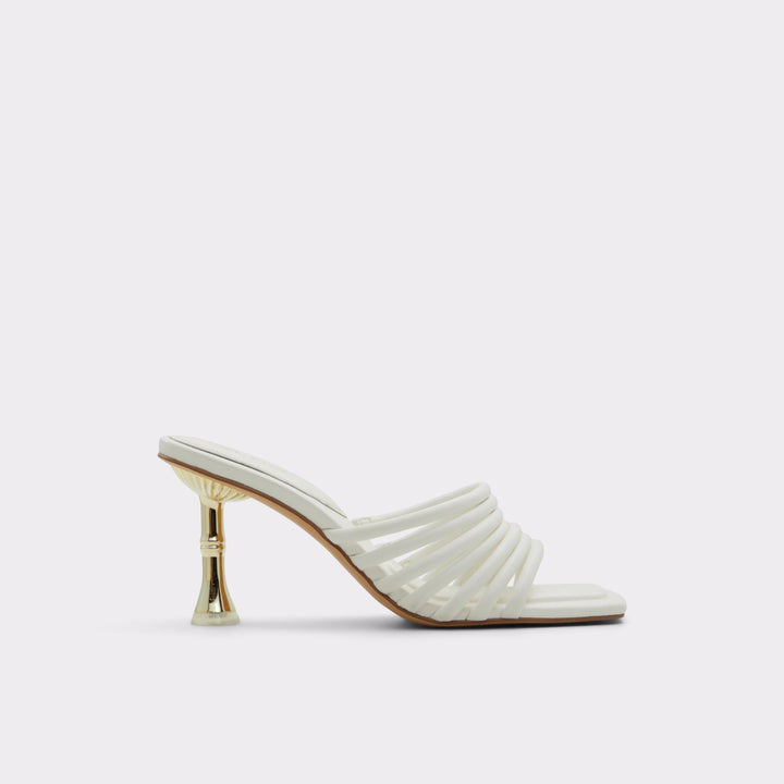 Mules em branco, salto fino - HARPA