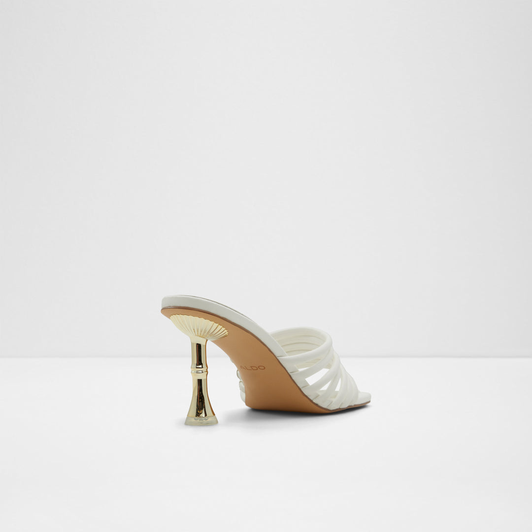 Mules em branco, salto fino - HARPA