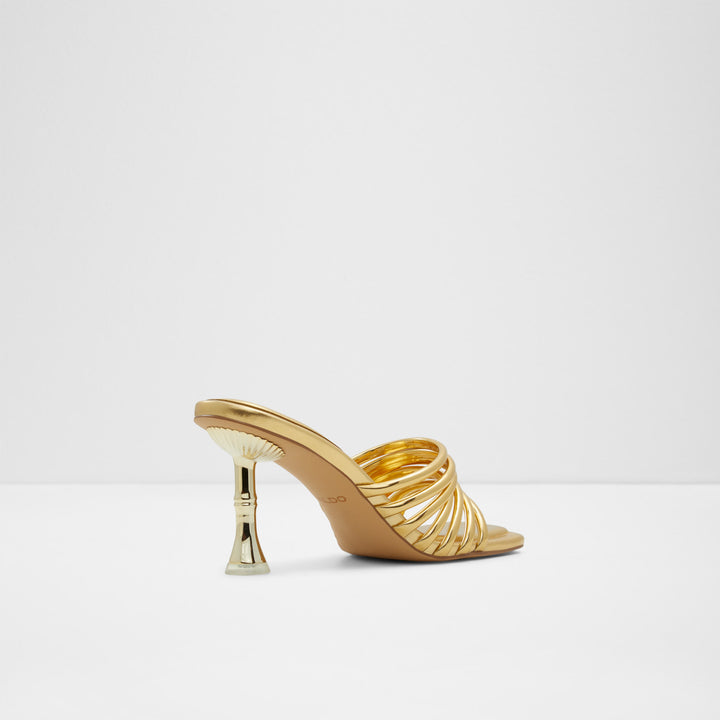 Mules em dourado, salto fino - HARPA