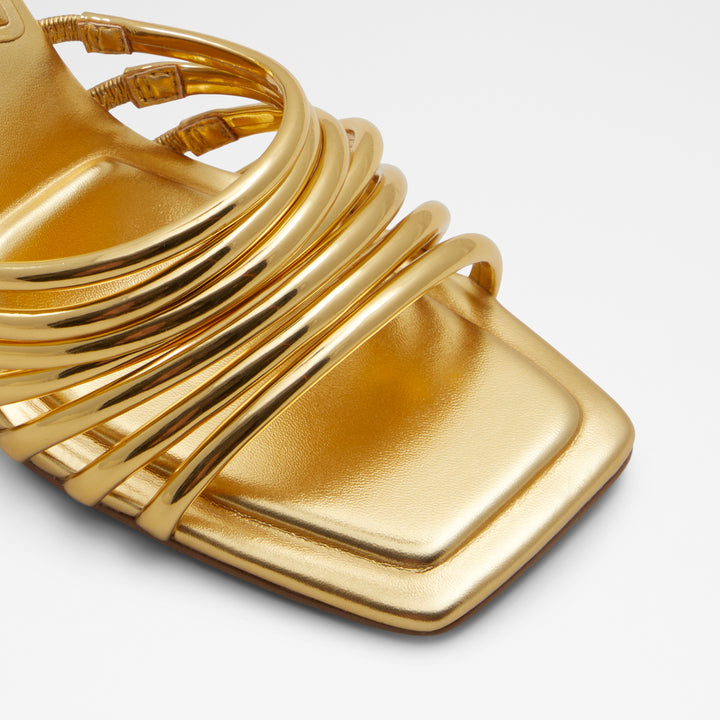 Mules em dourado, salto fino - HARPA