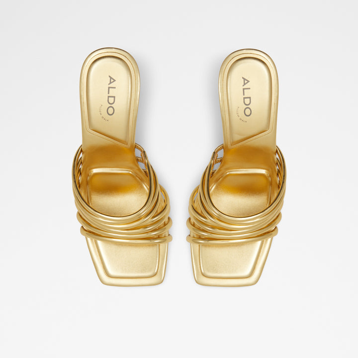 Mules em dourado, salto fino - HARPA