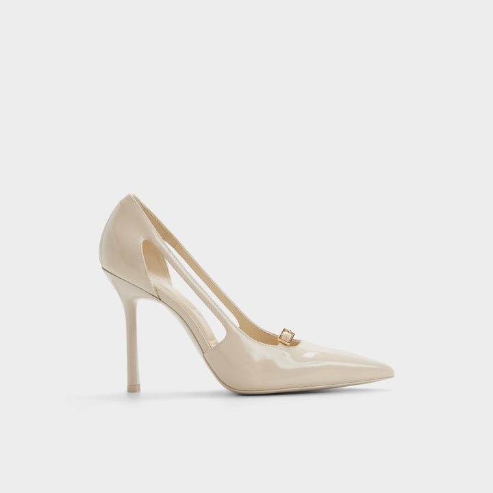 Sapatos em verniz branco cru, salto fino - HERBEY