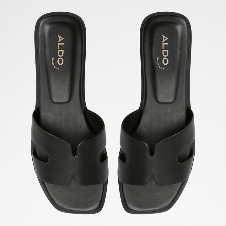 Sandálias rasas em pele preto - ITSANDAL
