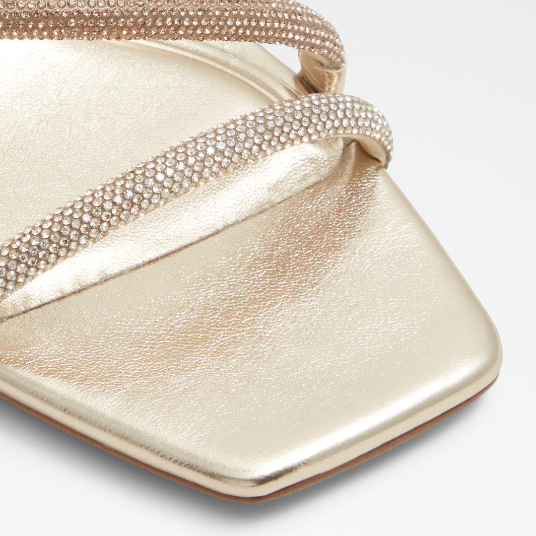 Mules em rosa dourado, salto em funil - JEWELLA