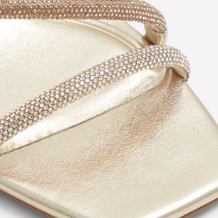 Mules em rosa dourado, salto em funil - JEWELLA