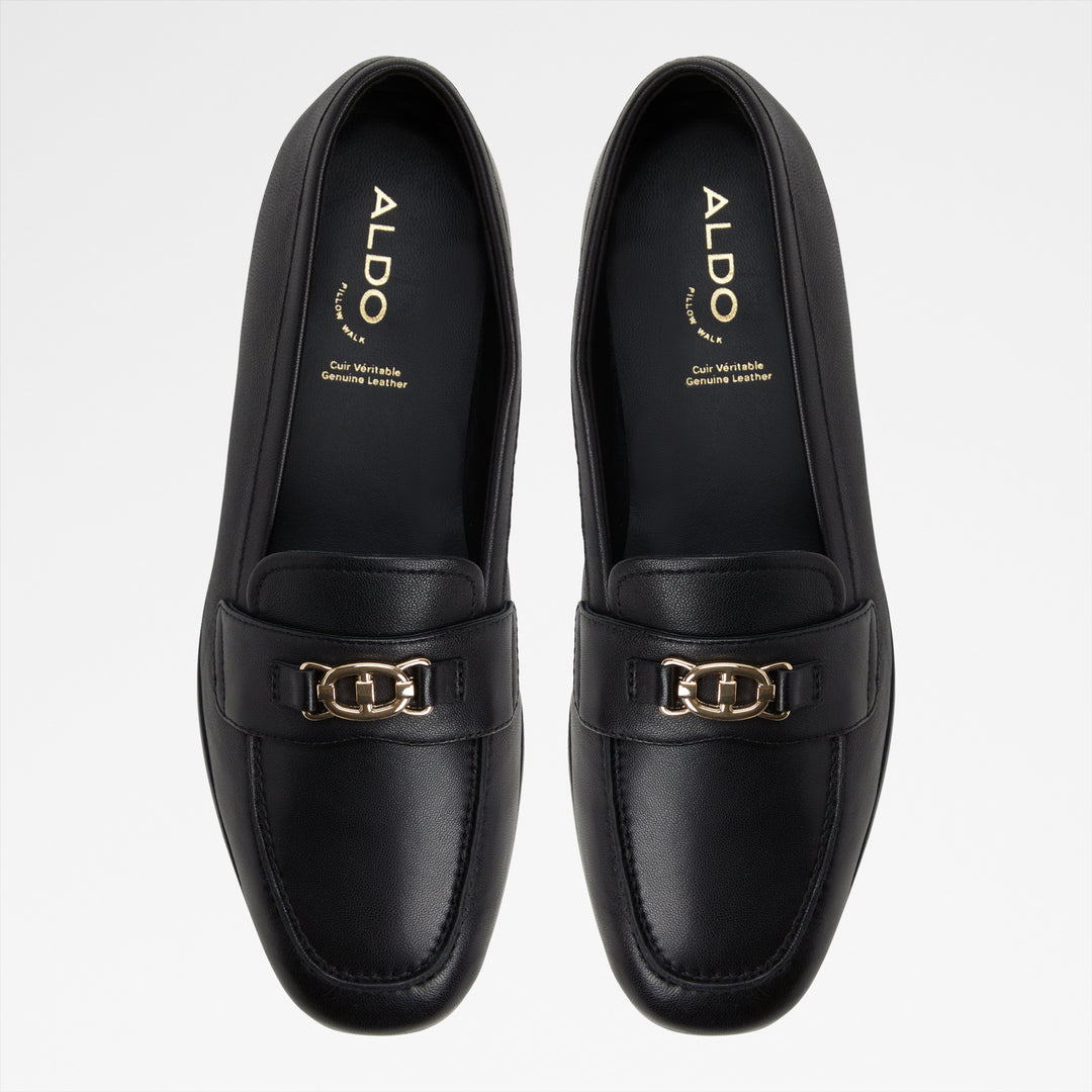 Mocassins rasos em pele preto - JOANA