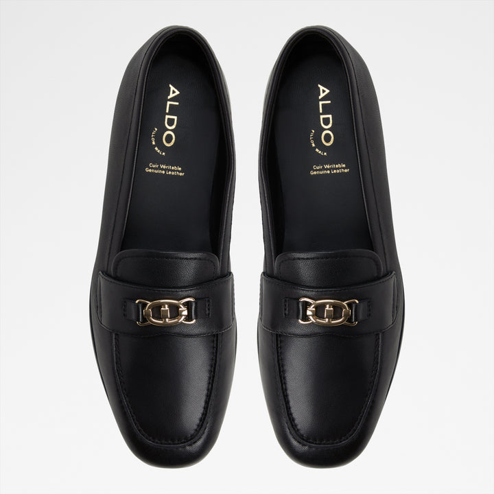 Mocassins rasos em pele preto - JOANA