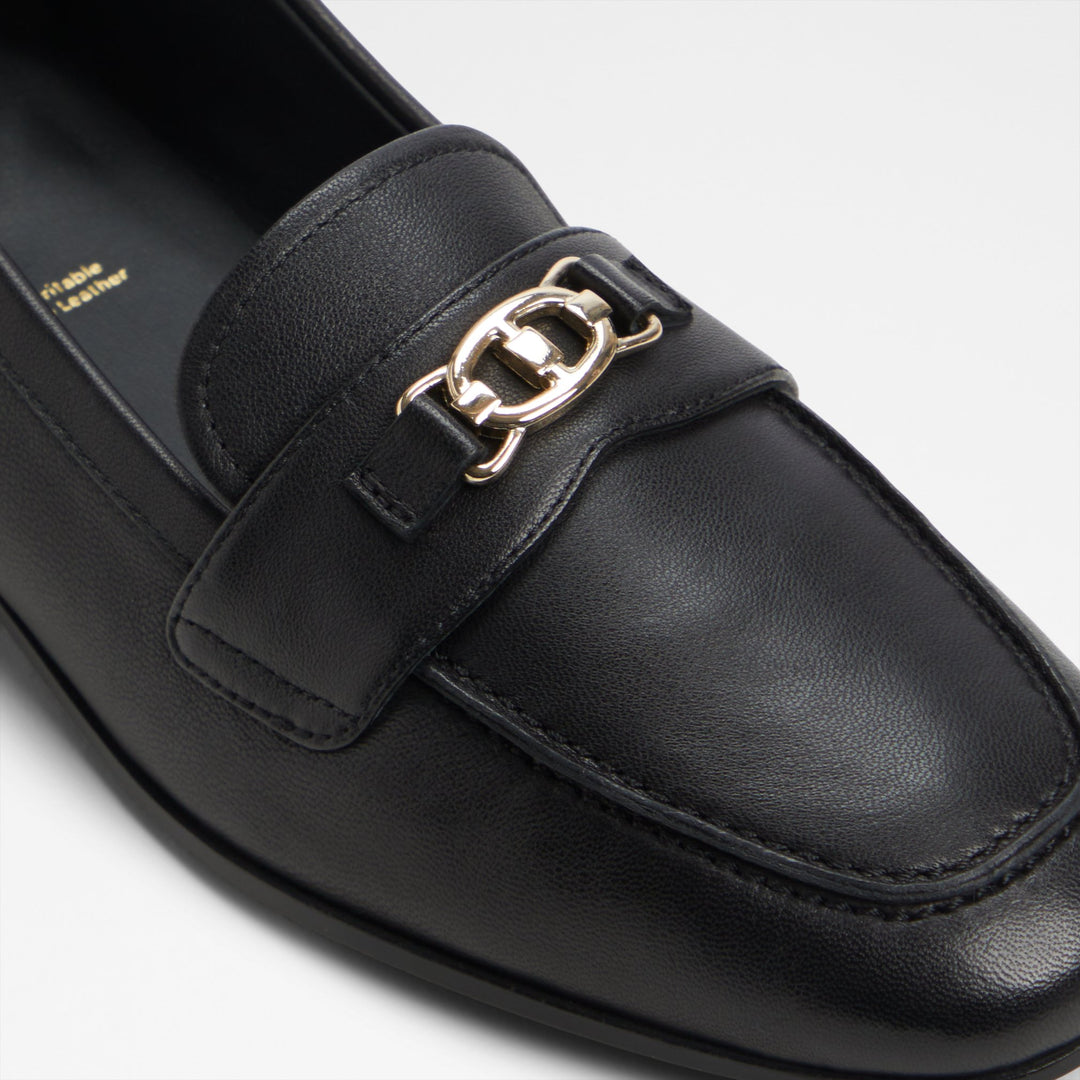 Mocassins rasos em pele preto - JOANA