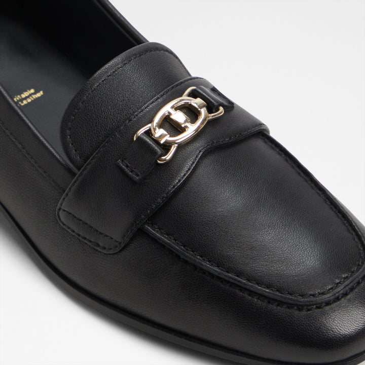 Mocassins rasos em pele preto - JOANA