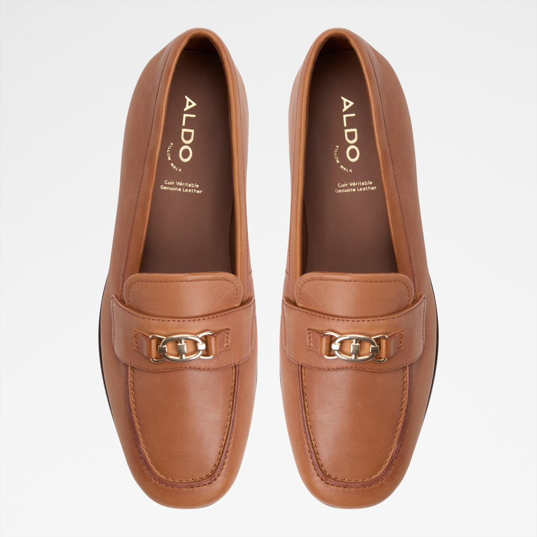 Mocassins rasos em pele cognac - JOANA