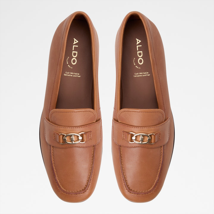 Mocassins rasos em pele cognac - JOANA