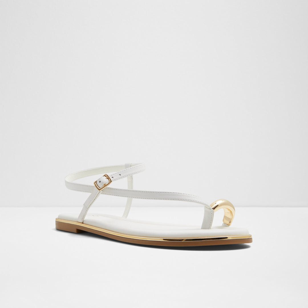 Sandálias rasas em pele branco - JOMALI