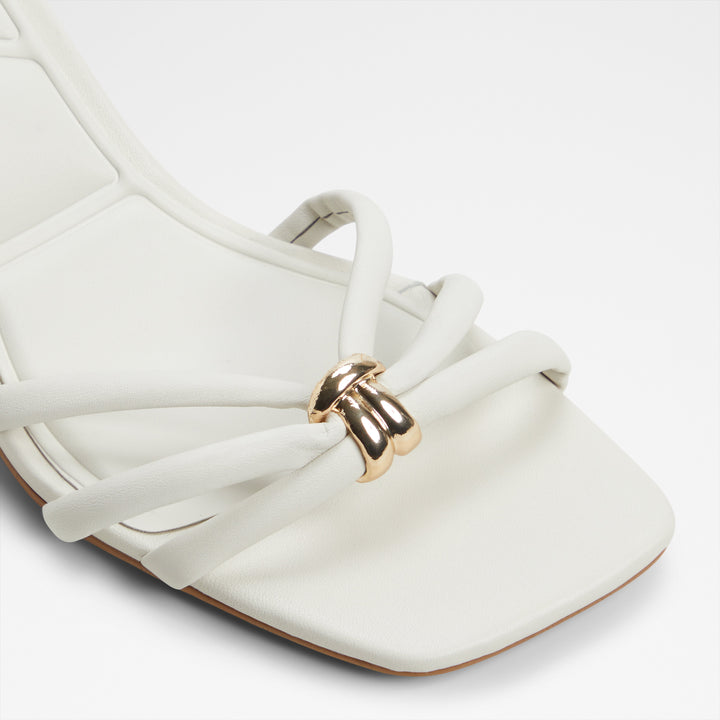 Sandálias em pele branco, salto em funil - KAILAYA