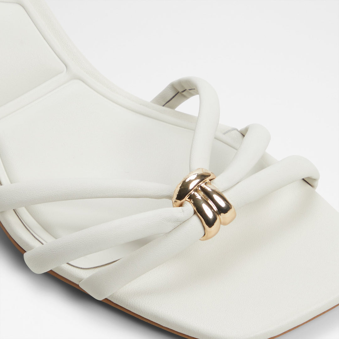 Sandálias em pele branco, salto em funil - KAILAYA