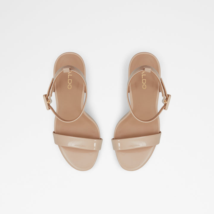 Sandálias em verniz bege, salto fino - KAT
