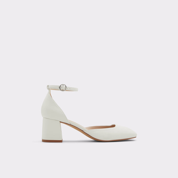 Sapatos em branco, salto em bloco - KINDAH