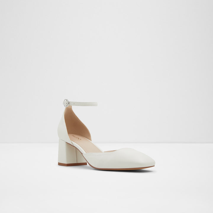 Sapatos em branco, salto em bloco - KINDAH