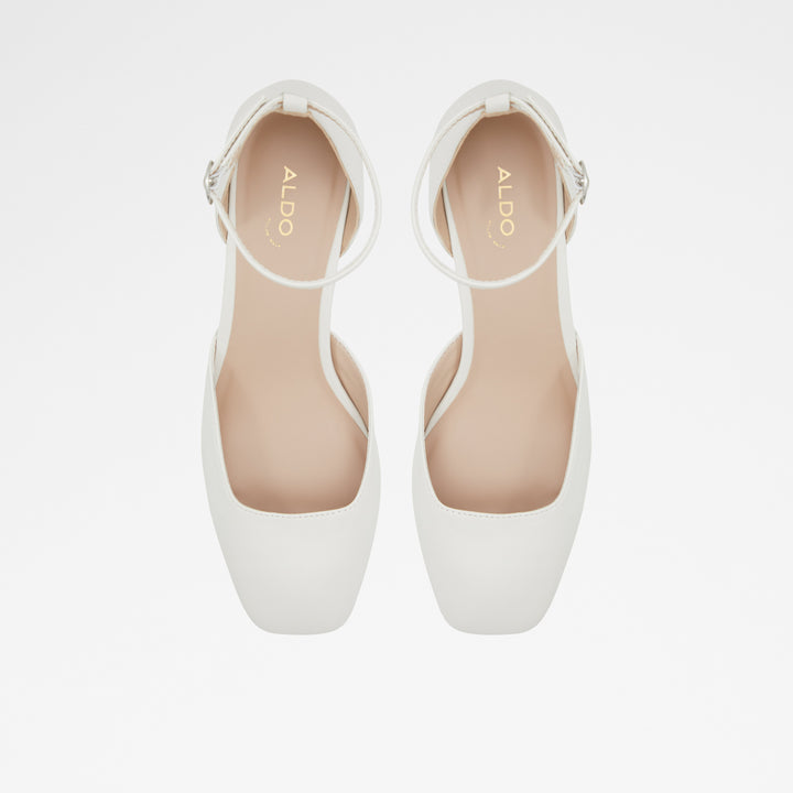 Sapatos em branco, salto em bloco - KINDAH