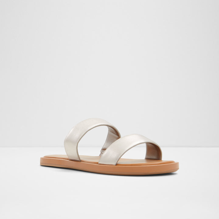 Sandálias rasas em pele prateado - KRIOS
