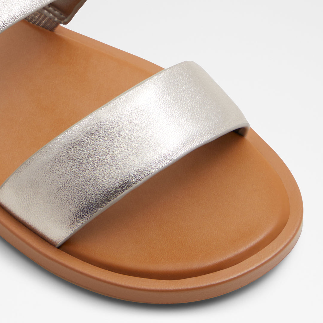 Sandálias rasas em pele prateado - KRIOS
