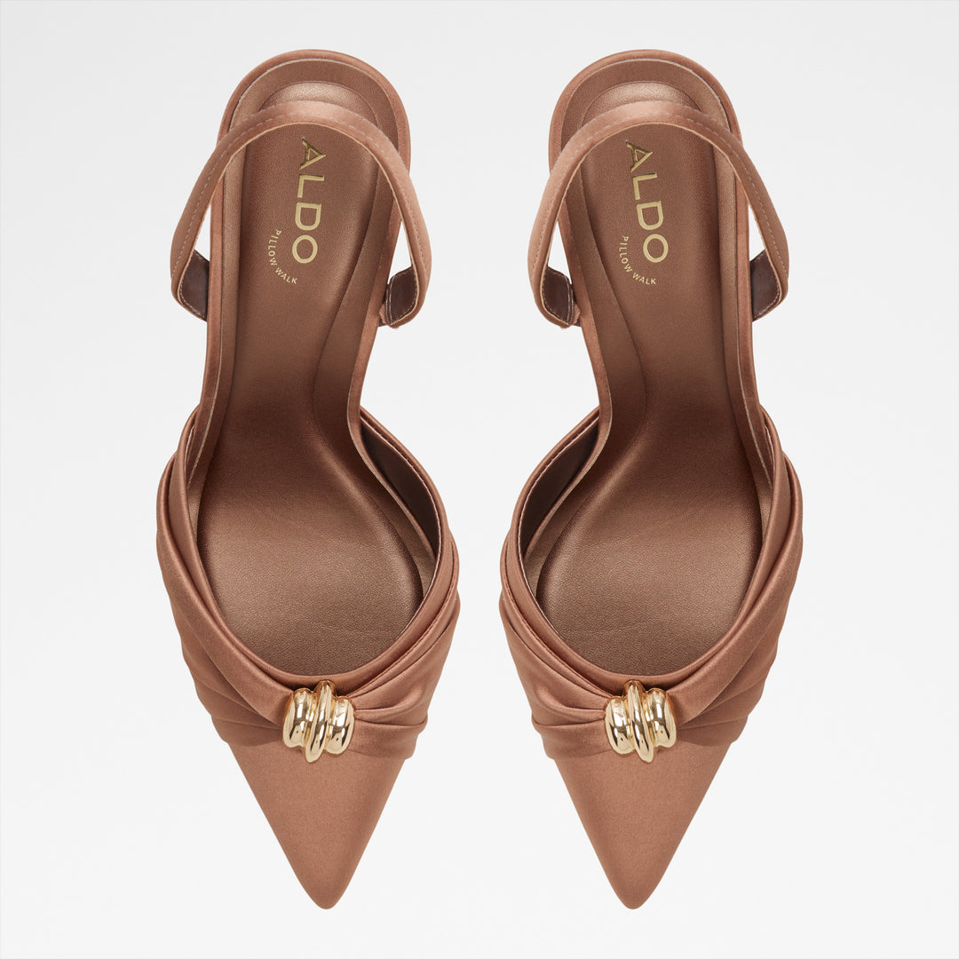 Sapatos em bronze, salto fino - LARSYNN