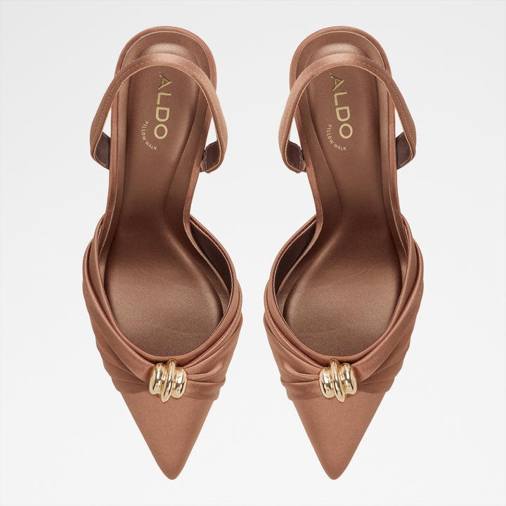 Sapatos em bronze, salto fino - LARSYNN