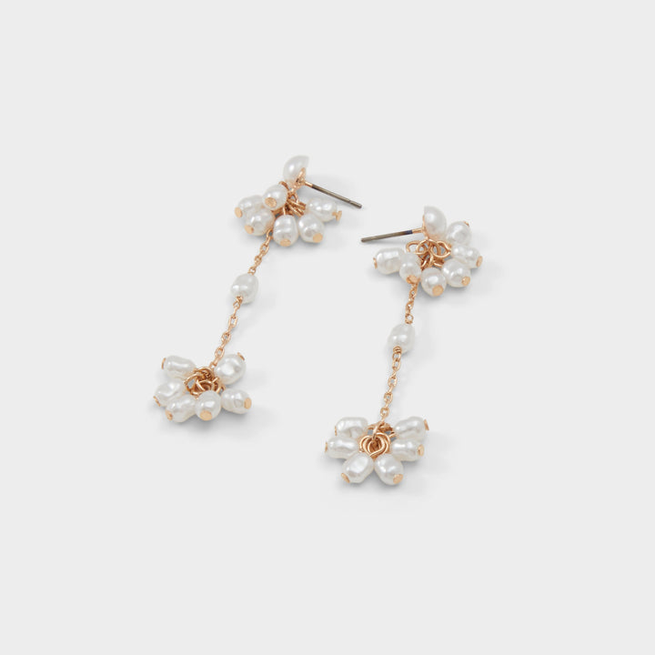 Brincos longos em branco e dourado - LATITARSUS