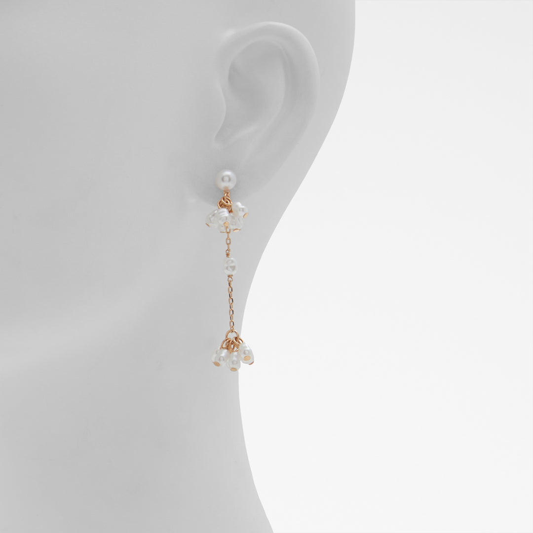 Brincos longos em branco e dourado - LATITARSUS