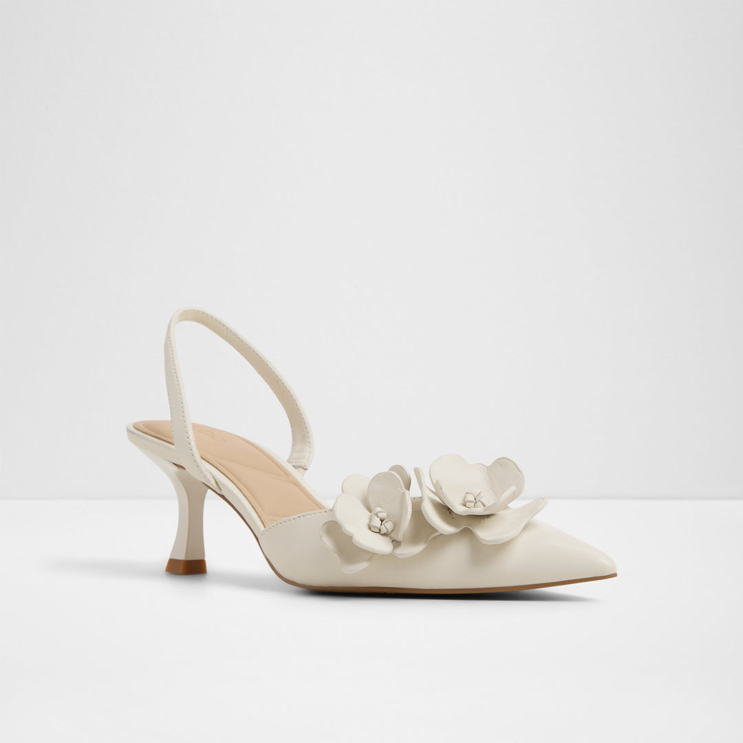 Sapatos em pele branco, salto em funil - LEILANIA