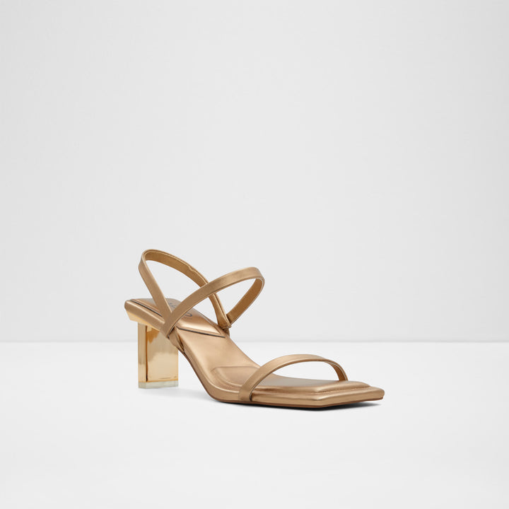 Sandálias em dourado, salto em bloco - LOKURR