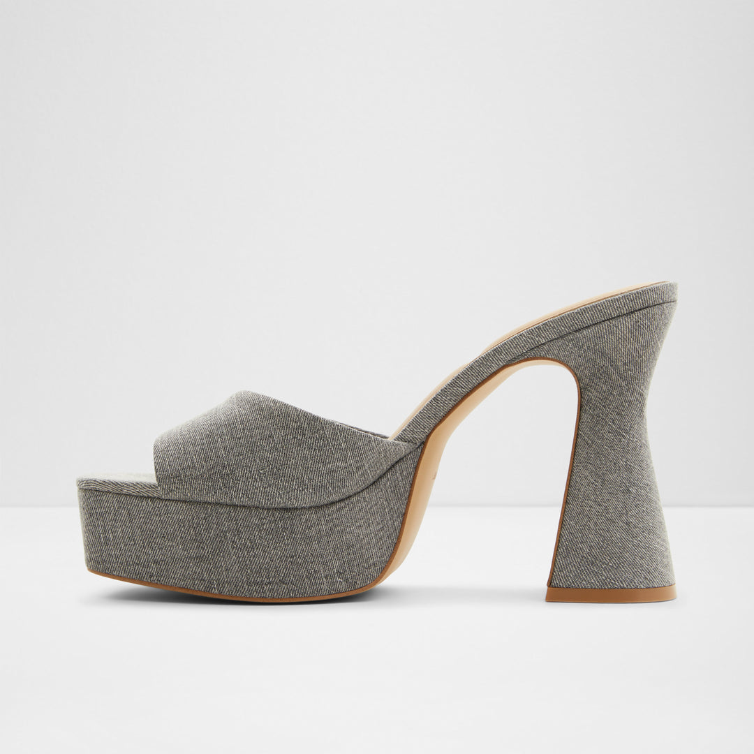 Sandálias em cinzento, salto em bloco com plataforma - LTPLATFORM