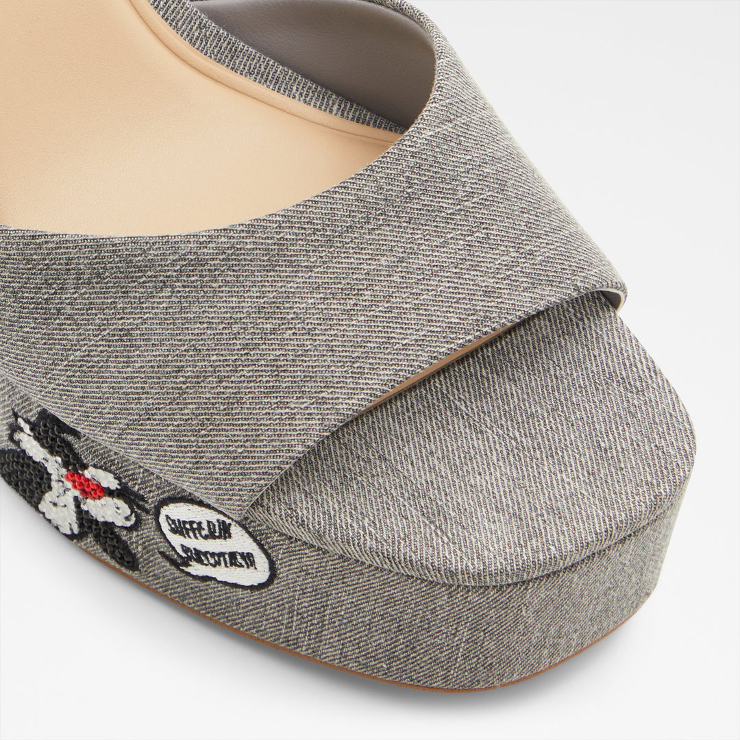 Sandálias em cinzento, salto em bloco com plataforma - LTPLATFORM