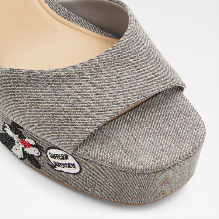 Sandálias em cinzento, salto em bloco com plataforma - LTPLATFORM