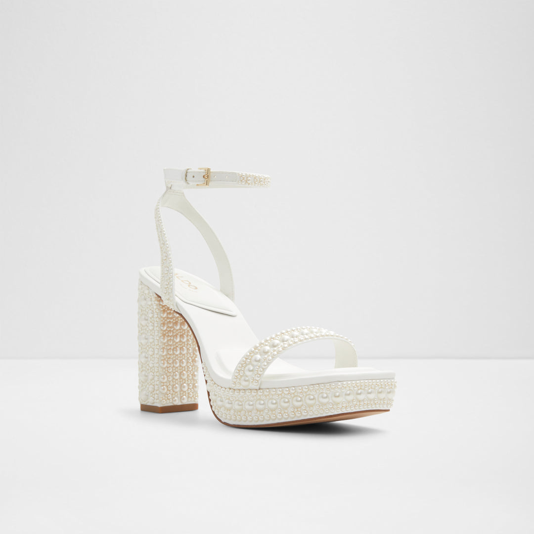 Sandálias em branco, salto em bloco - LULU