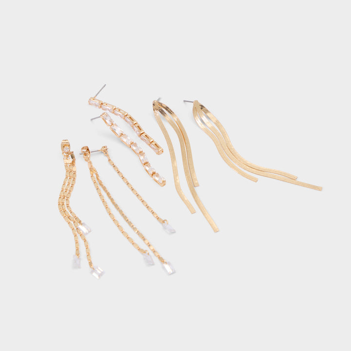 Brincos longos em dourado - LUXESHINE