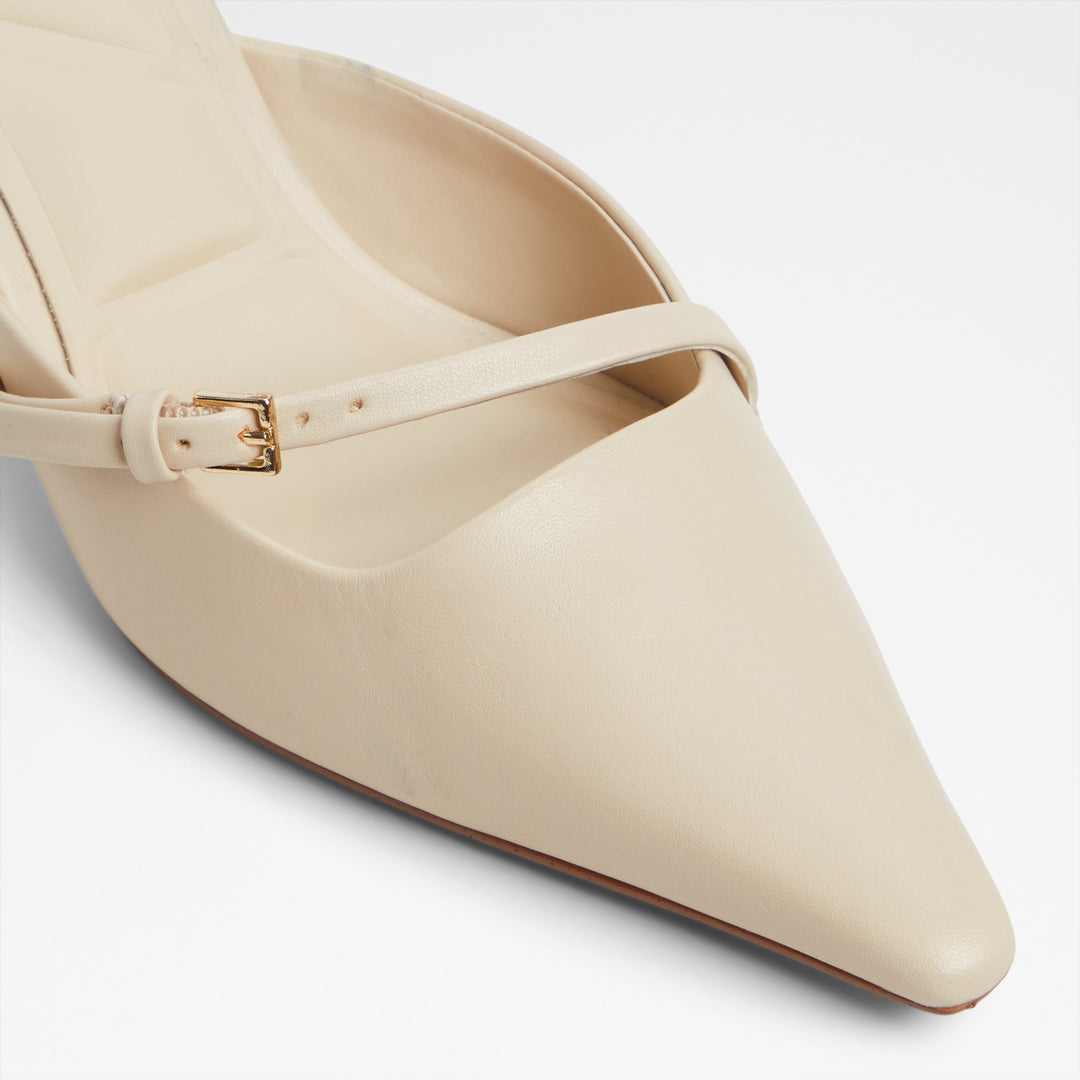 Mules em pele bege, salto em funil - LYNELLE