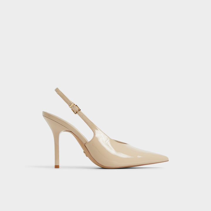 Sapatos em verniz bege, salto fino - LYSANDRE