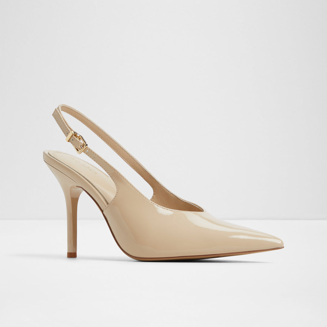 Sapatos em verniz bege, salto fino - LYSANDRE