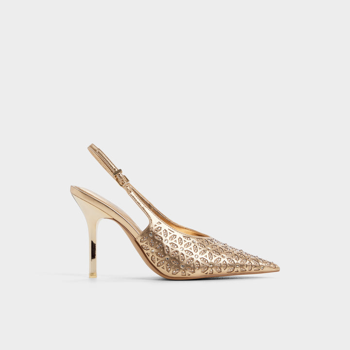 Sapatos em dourado, salto fino - LYSANDRE