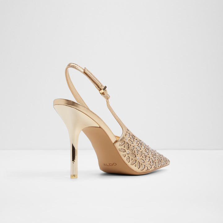 Sapatos em dourado, salto fino - LYSANDRE