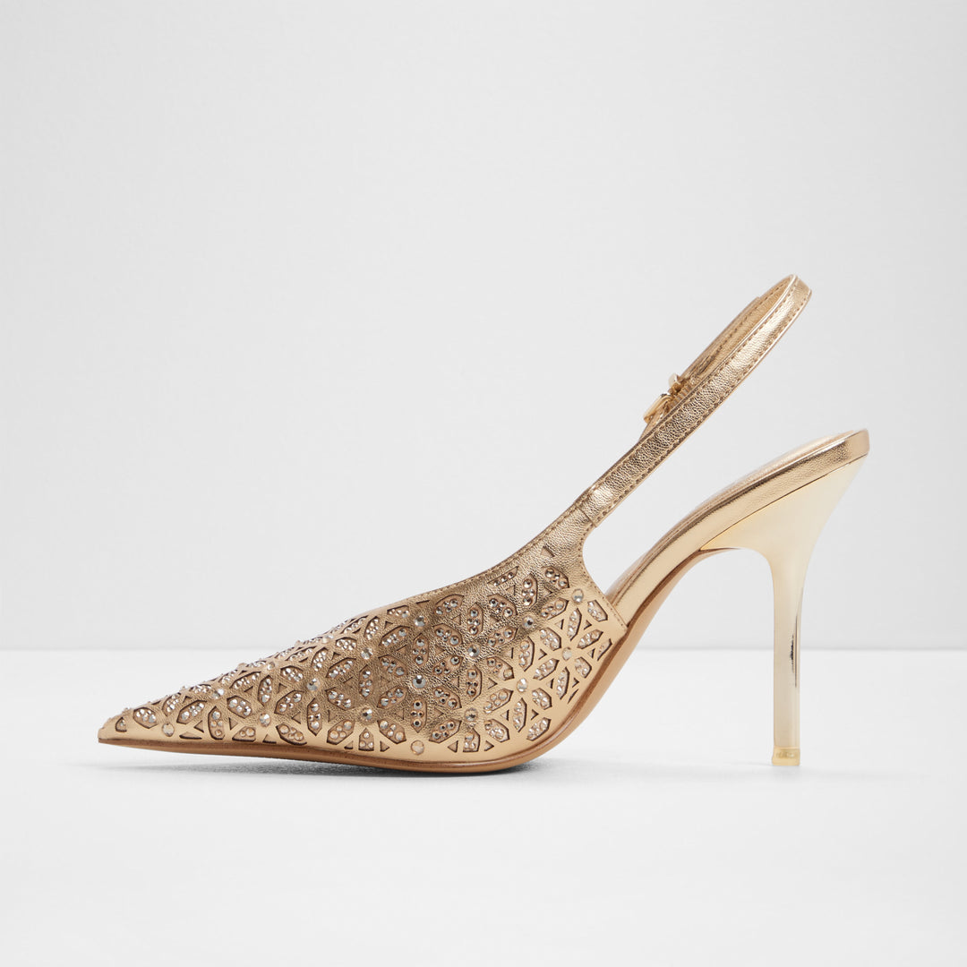 Sapatos em dourado, salto fino - LYSANDRE