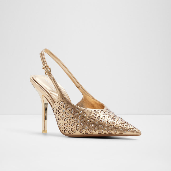 Sapatos em dourado, salto fino - LYSANDRE