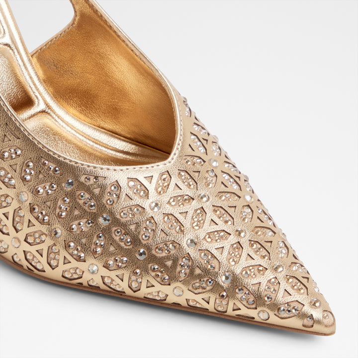 Sapatos em dourado, salto fino - LYSANDRE