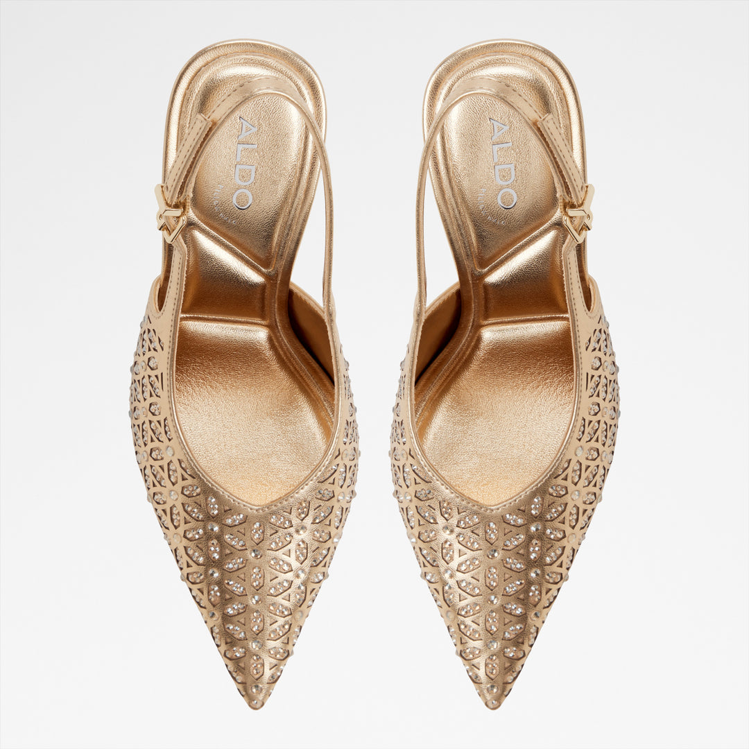 Sapatos em dourado, salto fino - LYSANDRE