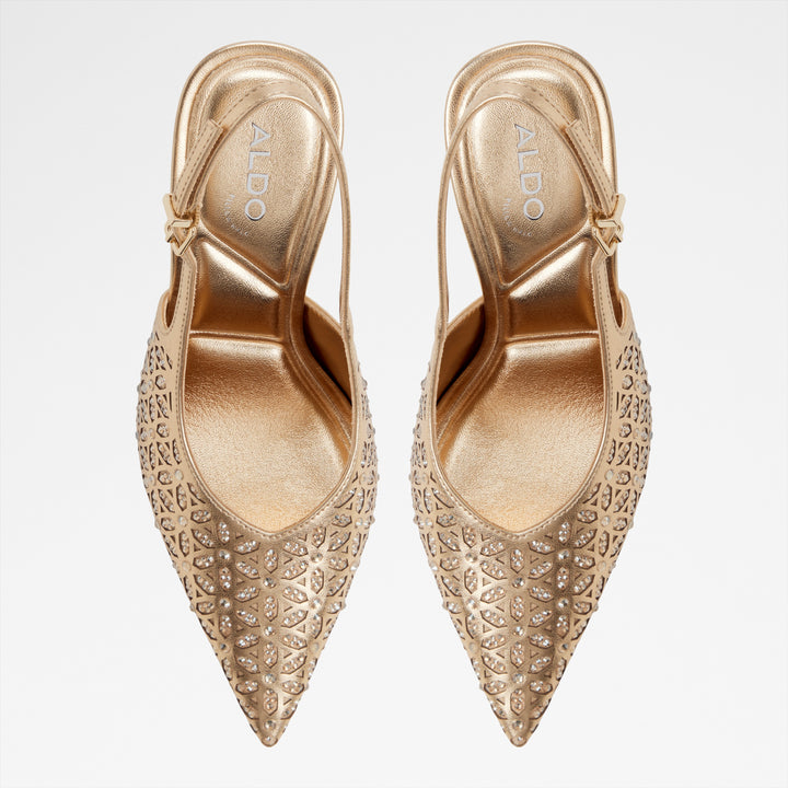 Sapatos em dourado, salto fino - LYSANDRE