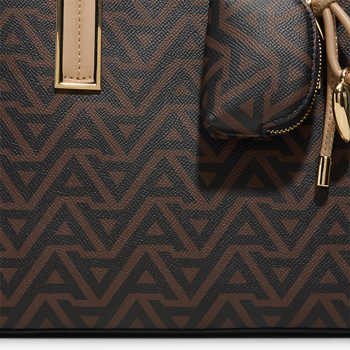 Bolsa Tote ALDO Castanha com Monograma e Alças Bege