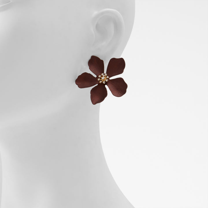 Brincos longos em castanho - MAFLORRA