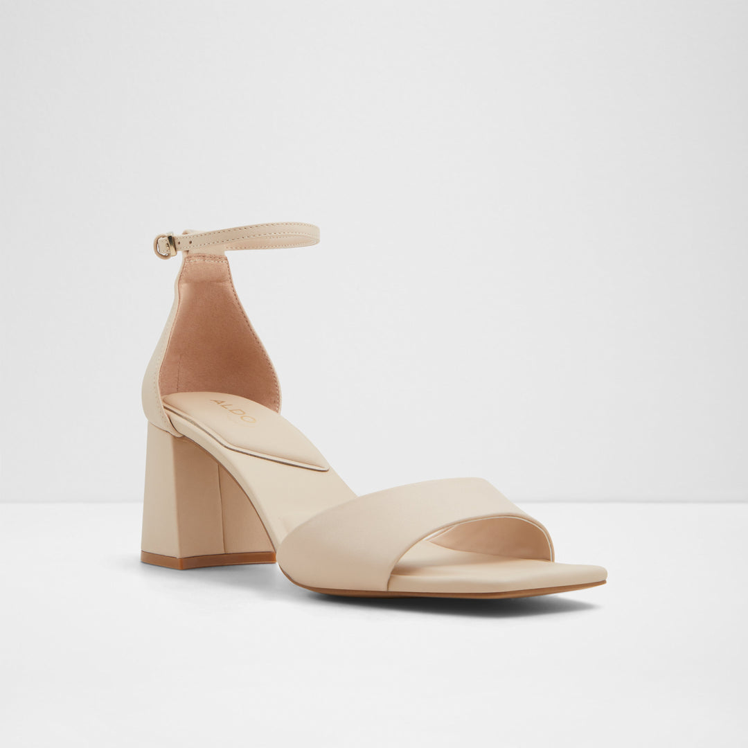 Sandálias em pele bege, salto em bloco - MAIZE