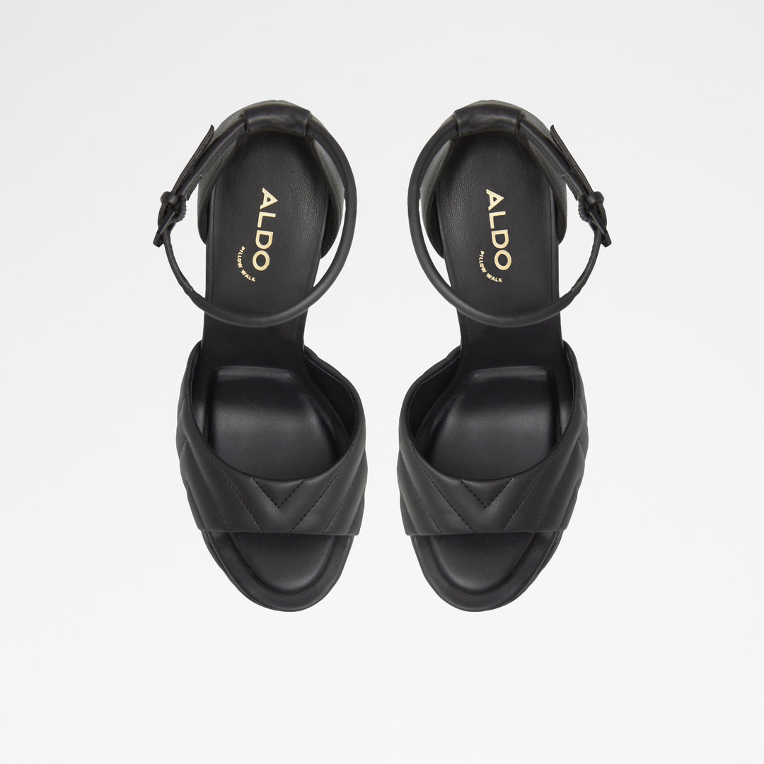 Sandálias em preto, salto em bloco com plataforma - MILENA